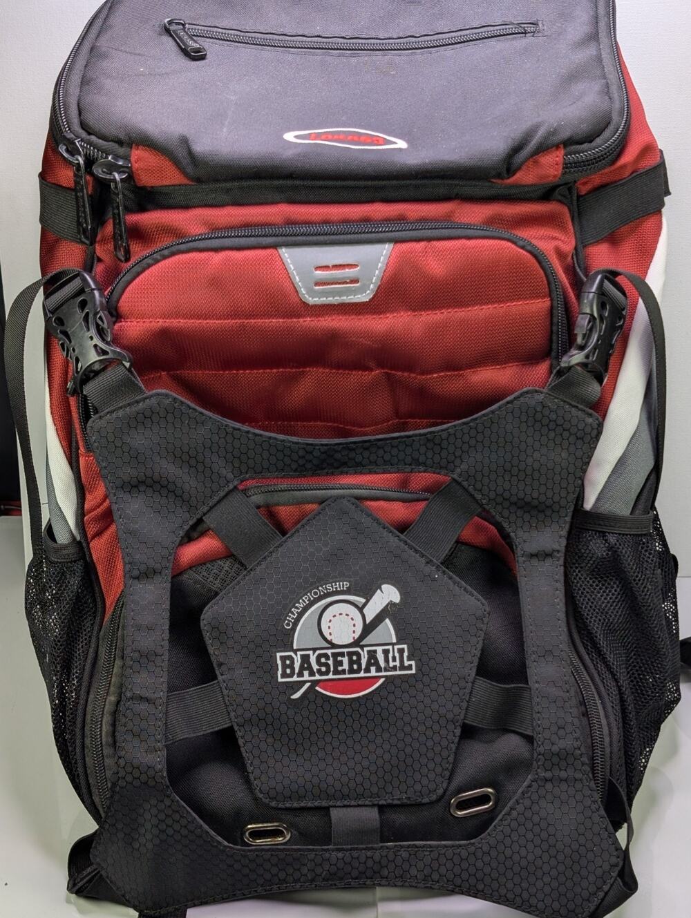 Lokass Championship Baseball Backpack Red Black Equipment Bag Helmet Laptop